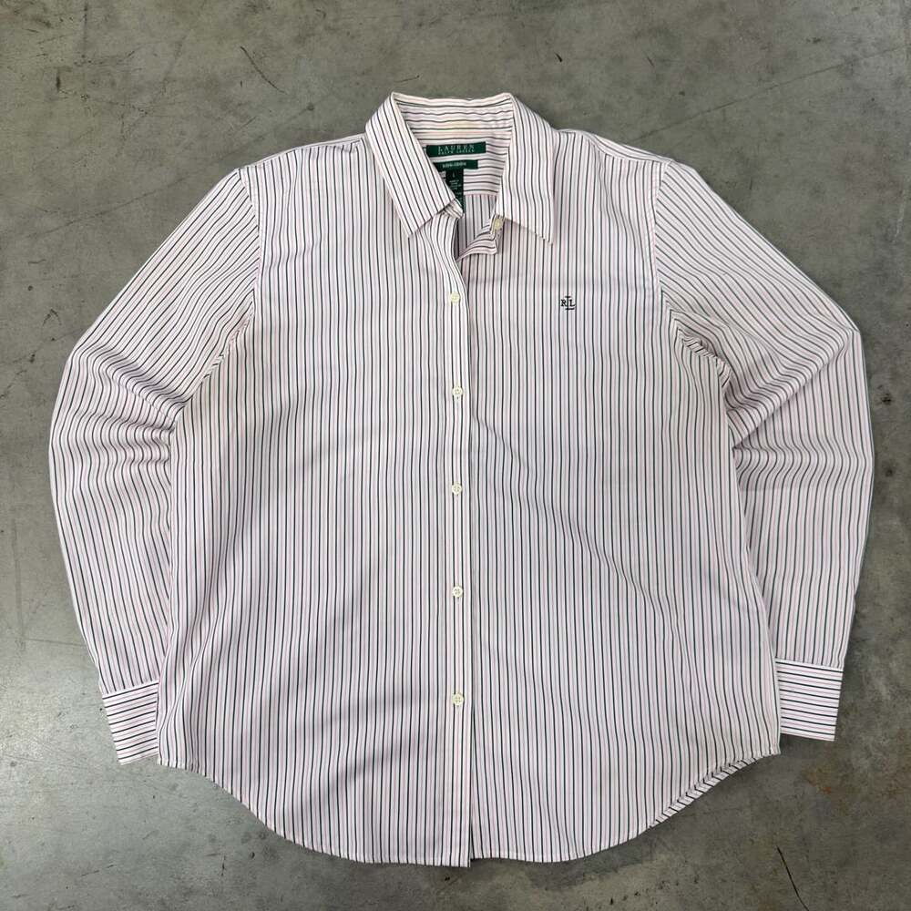Lauren Ralph Lauren Long Sleeve Button Front Striped Shirt Size L